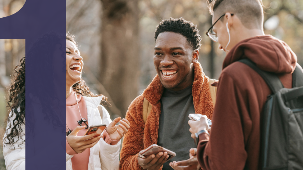 College friends laughing together