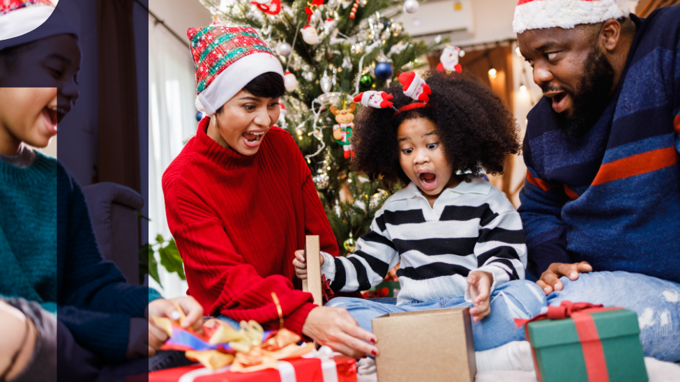 African American family surprised with a gift on Christmas day